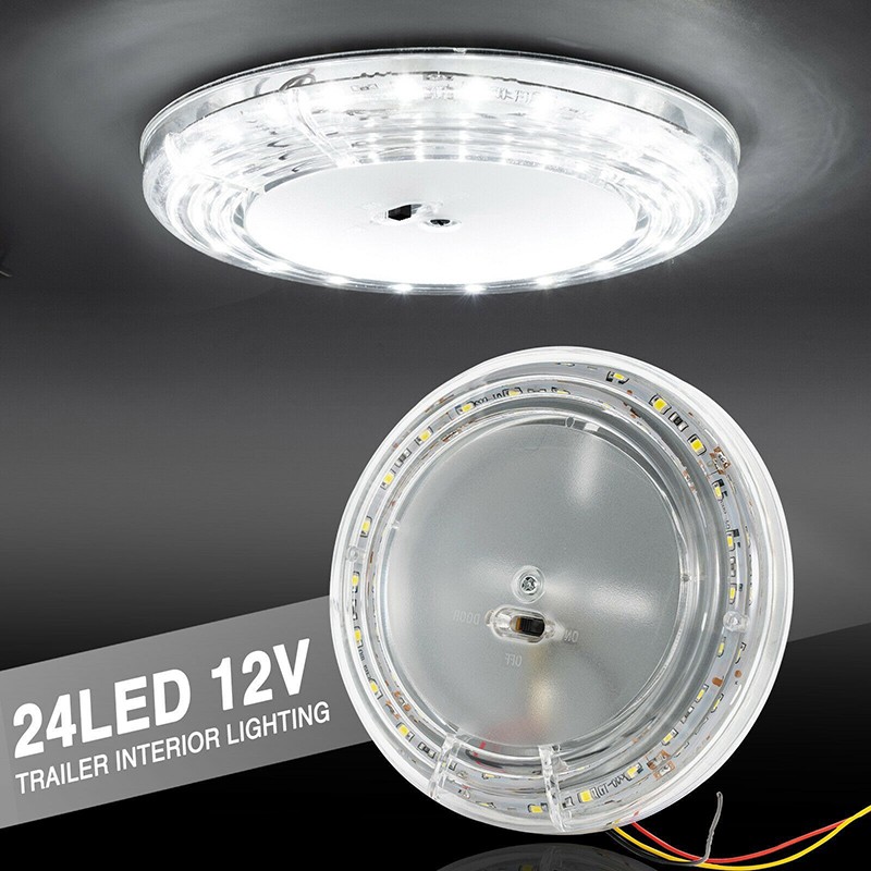 12V 46 LED Car Round Ceiling Dome Roof Light Interior Light Lamp On/Off ...
