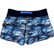 NWOT Lululemon Kids Ivivva Run / Speed Shorts Blue, Black Abstract Multi Size 14