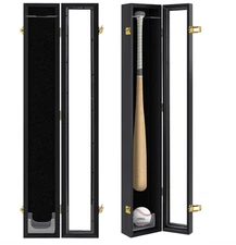 Wall-Mount Baseball Bat Display Case w/ Lock & UV-Protected Acrylic Door