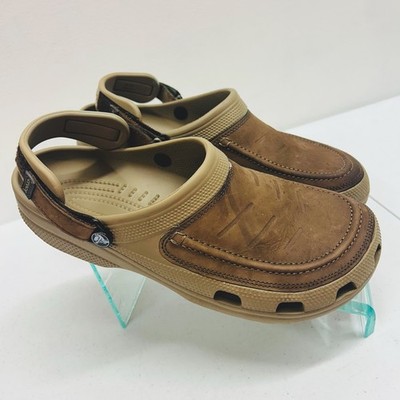 Crocs Yukon Mesa Clog Men's Size 12 Espresso Walnut Leather Overlay Strap