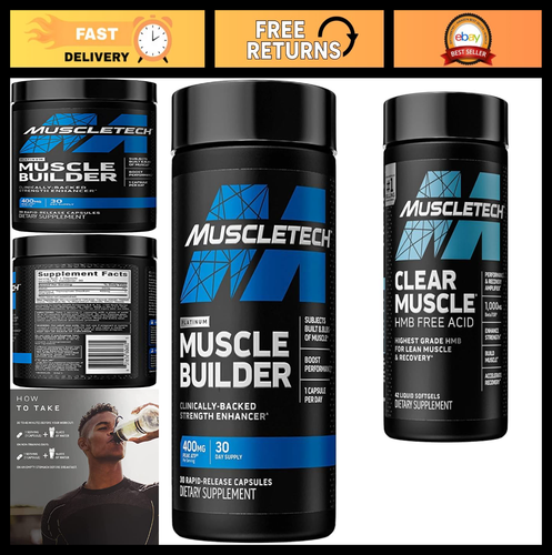Muscle Builder Supplement with Peak ATP & HMB - 72 Capsules for Men & Women - Picture 1 of 8
