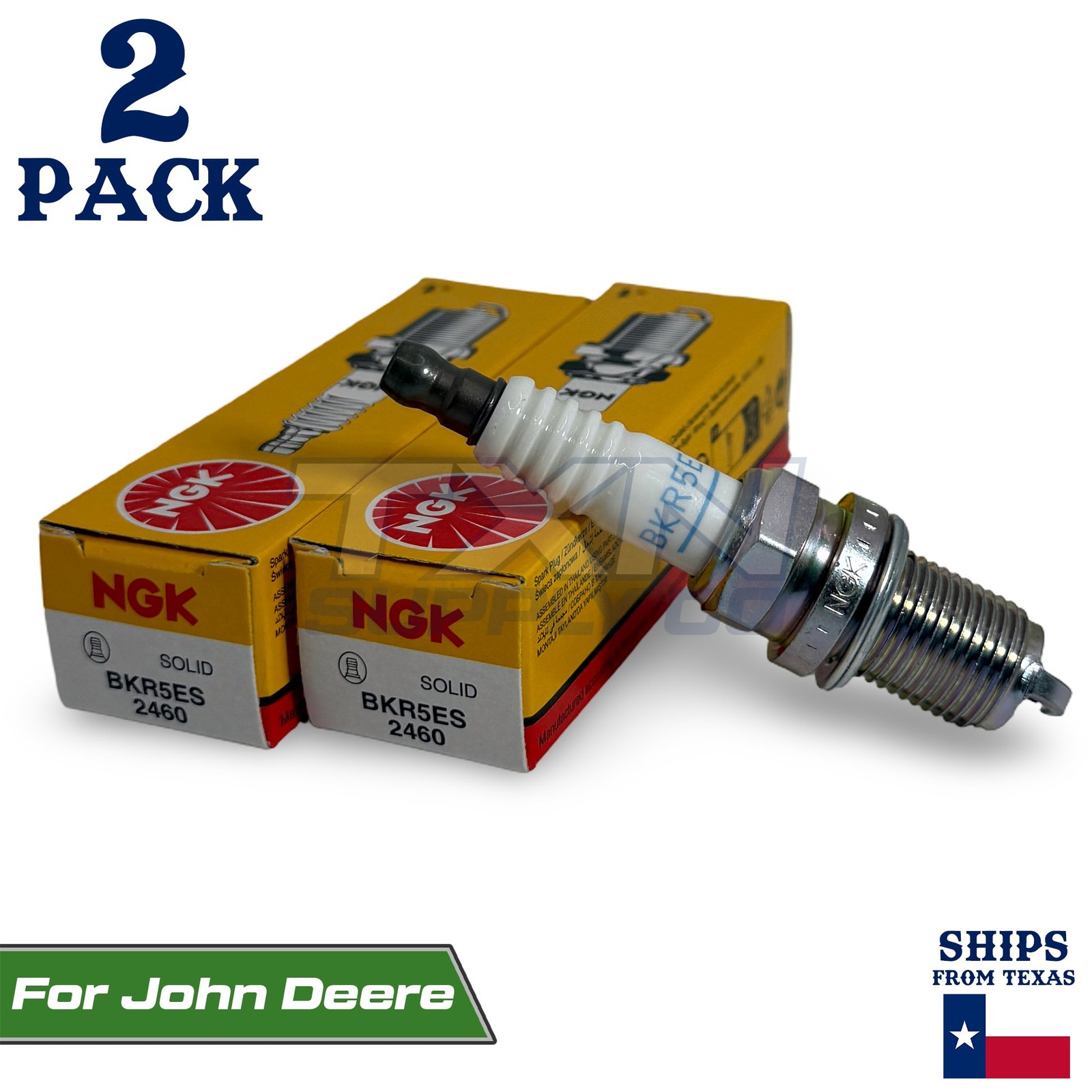 2 Pack NGK Spark Plug - For John Deere Zero-Turn Mower Z245 M78543