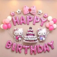 24 Pcs Pink Hello Kitty Birthday Party Decoration Set