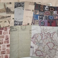 UNUSED Lot 21 Sheets 12x12 Scrapbooking Printed Paper Heritage Maps Signs