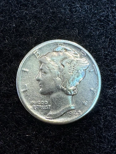 1942 P  Liberty Head Mercury Dime - Fine