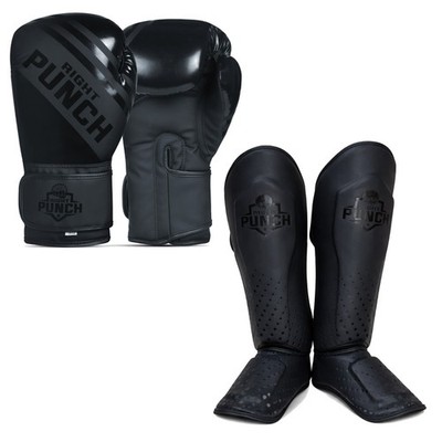 Leather Boxing Gloves and shin Pads for Men & Women | Training Set for Sparring,