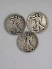 SILVER WALKING LIBERTY HALF$ LOT OF 3 $1.5 FACE 90% BULLION All 1927 S MINTS