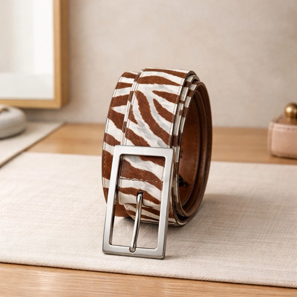 Nine West Western Zebra Print Genuine Italian Leather Belt Womens Size Medium Nine West Size M Multicolor Belts for Women for sale | eBay main image 2
