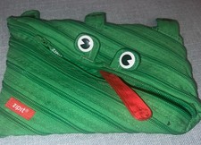 Zipit Frog Pencil Case Green Fits 3 Ring Binder Zipper Pouch Bag