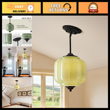9" Green Milk Glass Pendant Light Fixture - Adjustable Mid-Century Chandelier fo