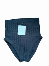 Toteme Mini Cable Pj Briefs Knickers Pants Black £250 Size M 10 12 High Waist