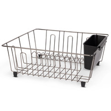 Small Dish Drying Rack and Drainer, Compact Kitchen Countertop Dish Rack, Chrome