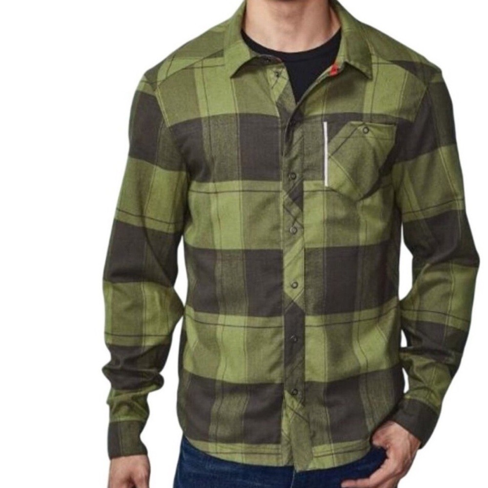 Pearl Izumi Rove Long Sleeve Snap Closure Shirt Green Plaid Size XL