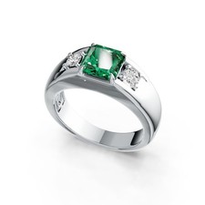 Men's Sterling Silver Semi Mount Ring Setting Princess SQ 7X7mm RD 3.5mm 3-Stone