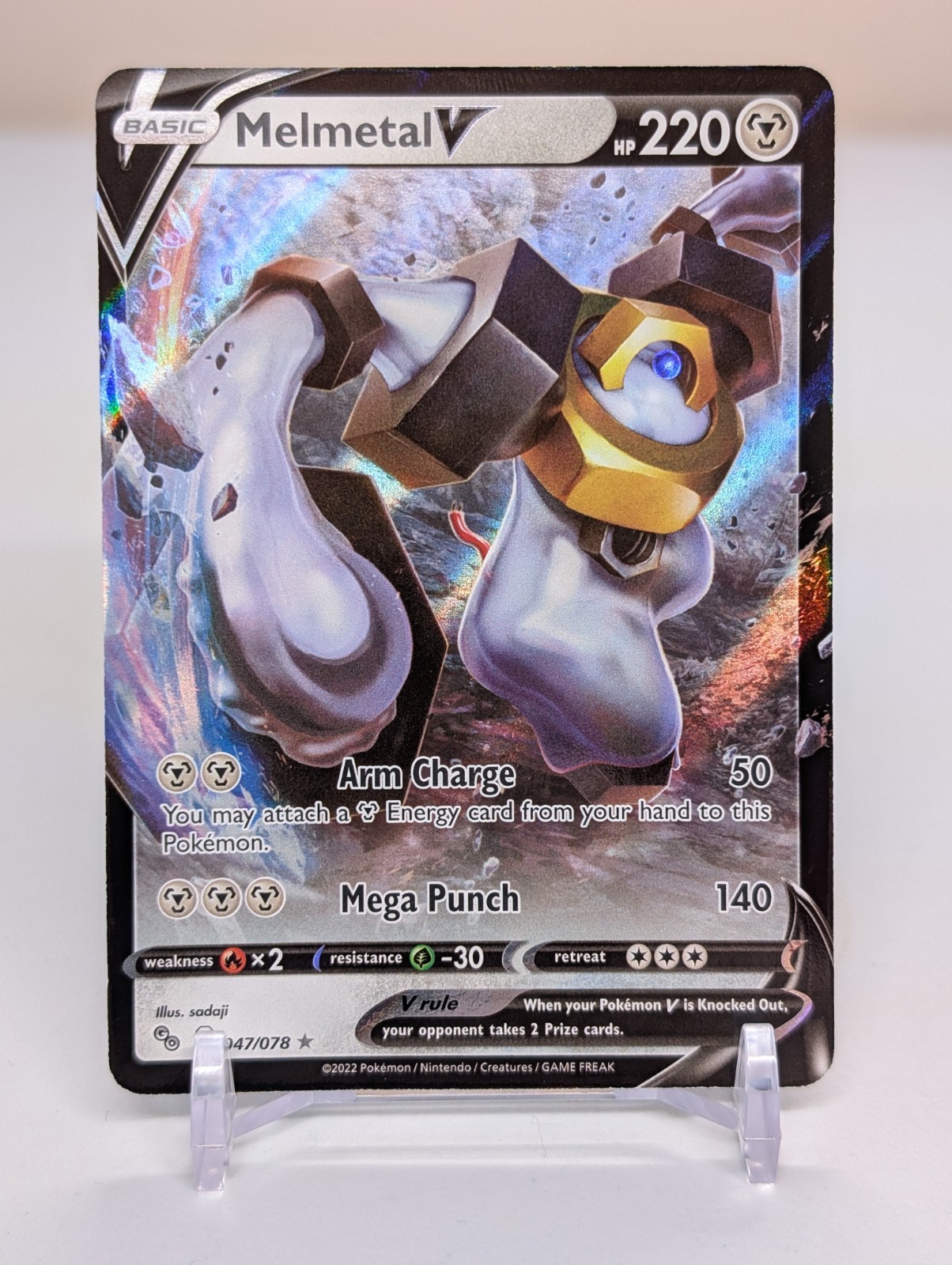 Melmetal V 47/78 White Star Rare Rainbow Holo Pokemon Go 2022 NM