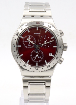 Swiss Swatch NEW PURPLE IRONY Chronograph Steel Watch 43mm YVS499G