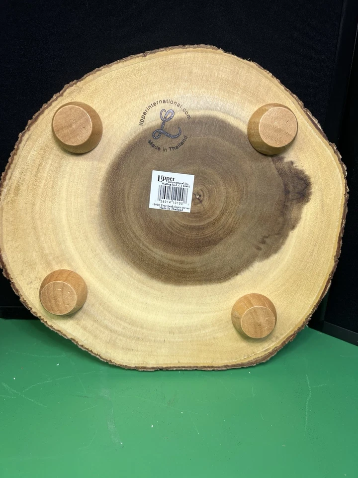Authentic Lipper Tree Bark Feets Server Footed 11'" Diameter Wood Wooden Plate - Image 3 of 4