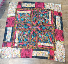 Vintage Hand Rolled Edge Scarf Water Color Paisley Floral Red 33 x 33 Korea