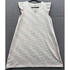 Ann Taylor LOFT Dress Womens Sz M Striped V Neck Flutter Sleeve Casual