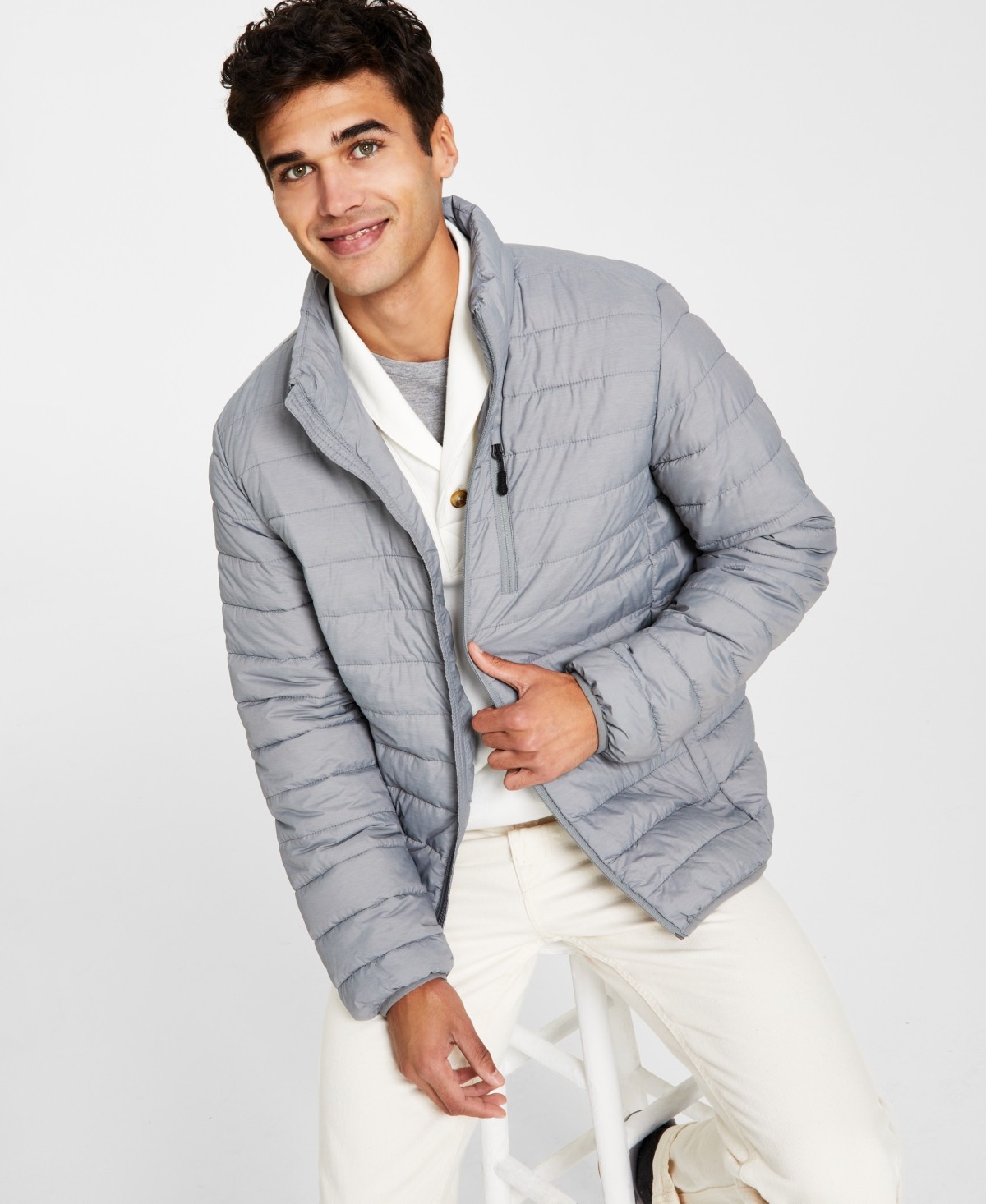Club Room Mens Quilted Packable Puffer Jacket GRAY MEDIUM 14390₽