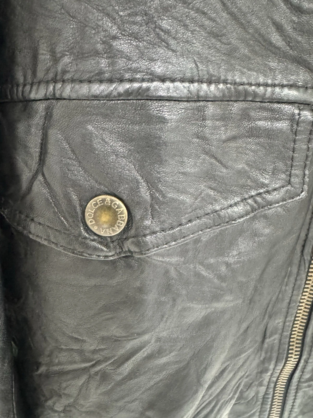 DOLCE & GABBANA GENUINE LEATHER BOMBER JACKET - product detail image 4