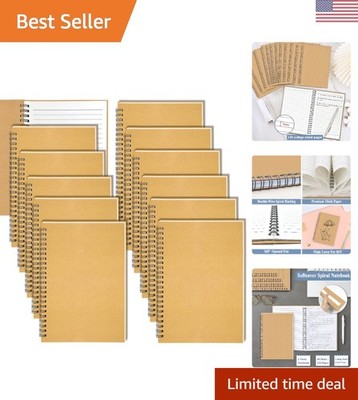 12-Pack A5 Kraft Spiral Notebooks with 120 Lined Pages - Perfect for Note-Taking