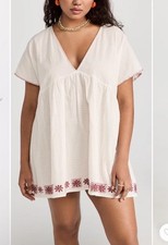Madewell Womens M Selena Embroidered Tunic Dress Short Sleeve Beachy Summer 90s