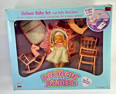 Galoob Bouncin Babies Deluxe Baby Set with Fussy Baby Doll Set GIG Puppe 80er
