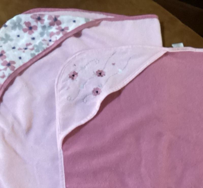 Baby Girl Pink Floral Hooded Bath Towel Set