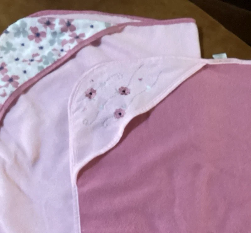 Baby Girl Pink Floral Hooded Bath Towel Set