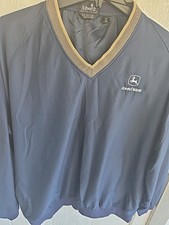 Vintage 90s John Deere Pullover Windbreaker Jacket blue.. 100 Polyster