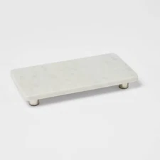 12" x 6" Marble Serving Stand White - Threshold
