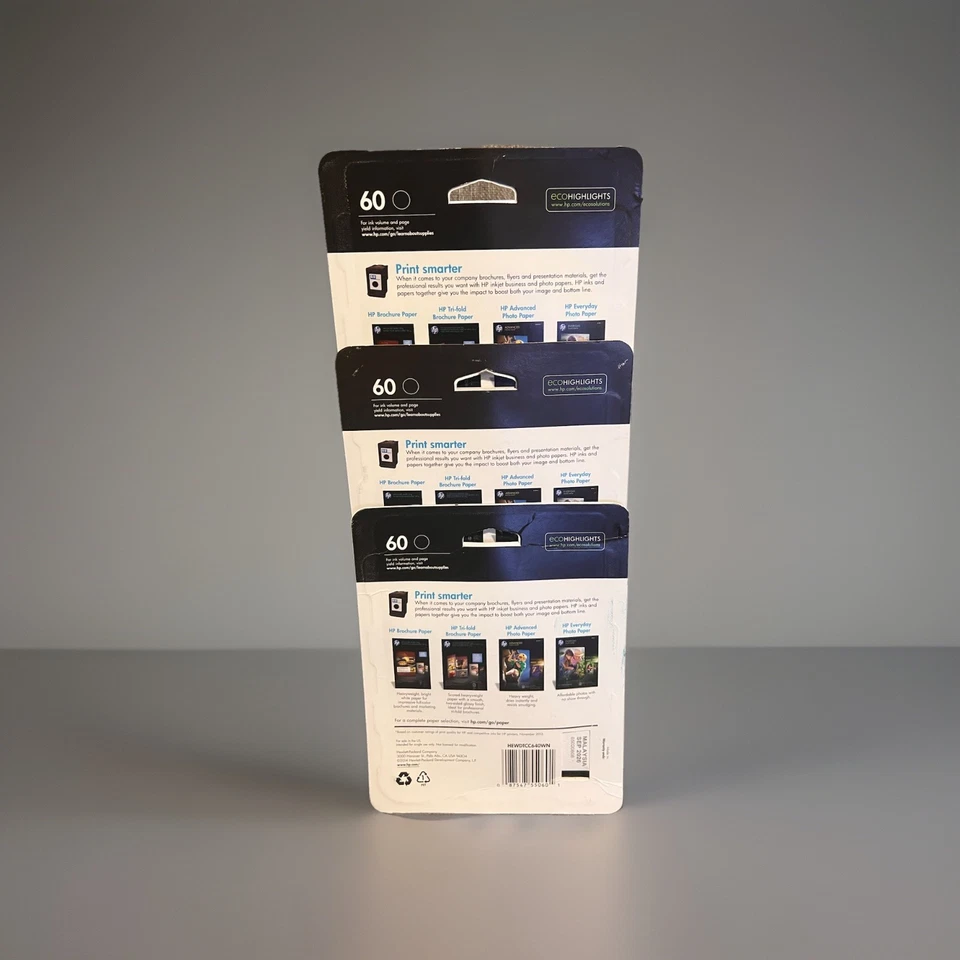 3x HP 60 Black Ink Cartridge Replaces HP 901 • Genuine | Warranty 2025 - Image 2 of 2