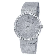 Piaget Vintage 18k White Gold Automatic Diamonds Silver Men's Watch 12336 A6