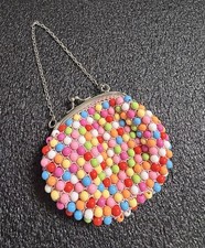 GYMBOREE BUBBLEGUM FUN COLORFUL BEADED MINI PURSE, CLASP  CHAIN, 2004, CUTE 