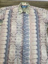 Tori Richard Button-Up Shirt Men's Large Short Sleeve Colorful Beach USA Made