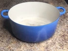 Le Creuset #28 Round Dutch Oven Cast Iron Blue No Lid 7 1/4 Quart