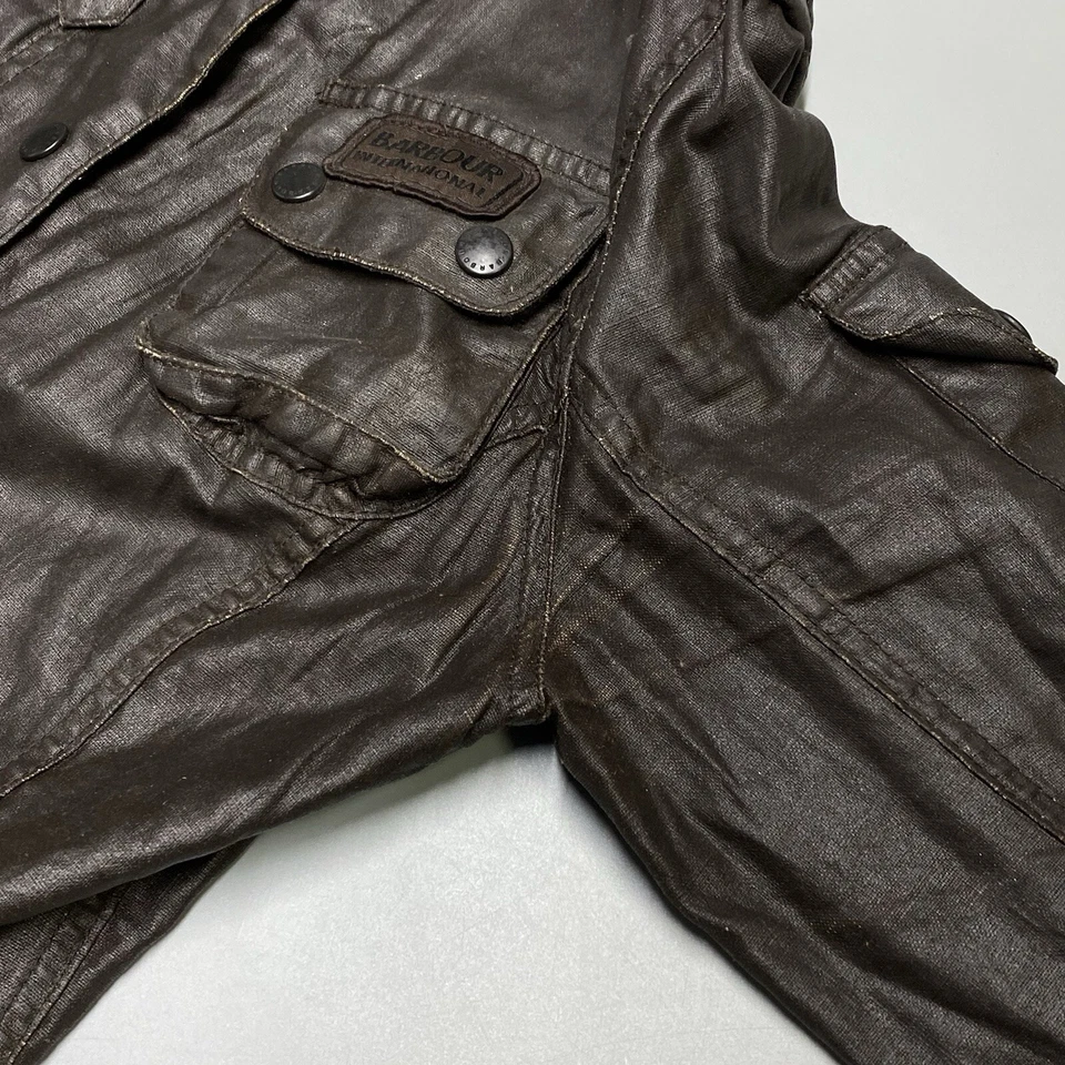 Barbour Duralinen International Brown Motorcycle jacket 8Uk/4Us Wax Belted - Image 3 of 4