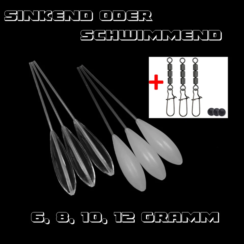 Sbirolino Bombarde schwimmend/ sinkend Set mit Wirbeln und Gummiperlen, 9 teilig