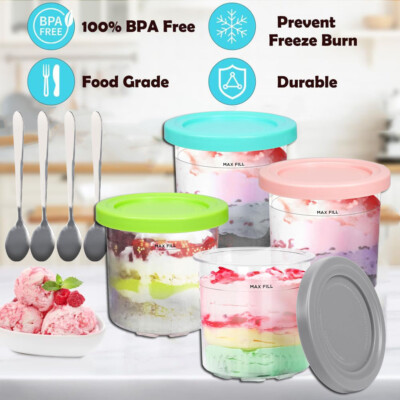 4x Eisbehälter Set Eiscreme Becher Creami Behälter Ice Cream Storage Containers