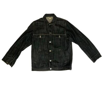 Vintage Carhartt Black Denim Chore Jacket Workwear Americana Hot Rod L