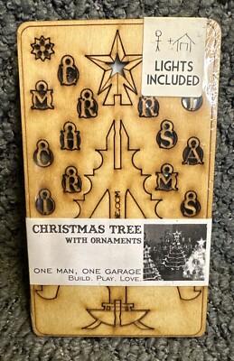 One Man One Garage Wooden Christmas Tree Building Kit With Lights Craft Art