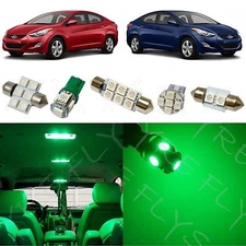 8x Green LED light interior package kit for 2011-2016 Hyundai Elantra YE1G