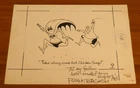 Rare Frank Baginski (dec. 1984) Original Hand Drawn Signed Batman Cartoon 6x8