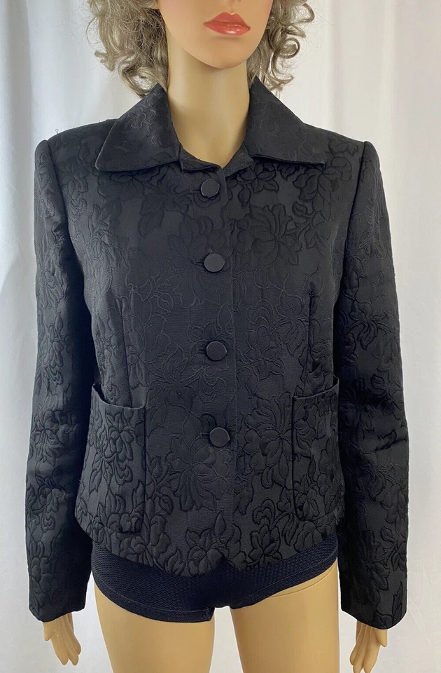 Blazer/chaqueta Jacob para mujer negra lisa floral jacquard, talla 9/10 Foto 2 de 4