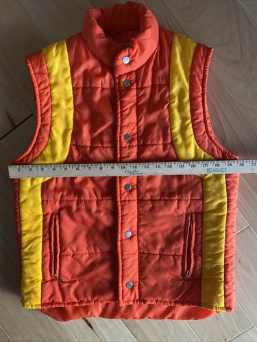 Vtg Montgomery Ward Quality Outerwear Size S Zipper Front Padded Orange Yellow - Picture 5 of 10