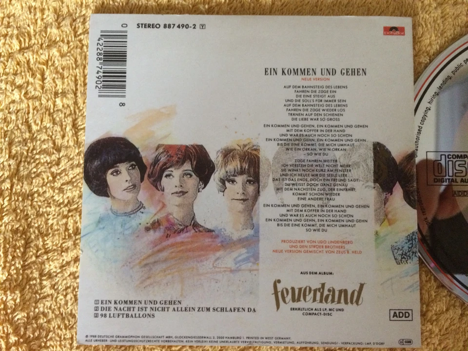 Udo Lindenberg,Ein Kommen Und Gehen,Maxi CD(1988,Limitiert),Ultrarar,Neuwertig!! - Bild 2 von 2