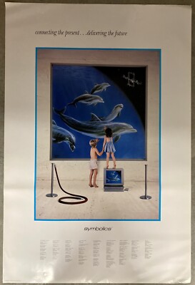Vintage Computer SYMBOLICS LISP machine AI 3D dolphin 1987 1980s 1990s poster
