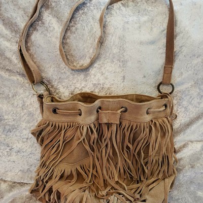 brown suede fringe bag
