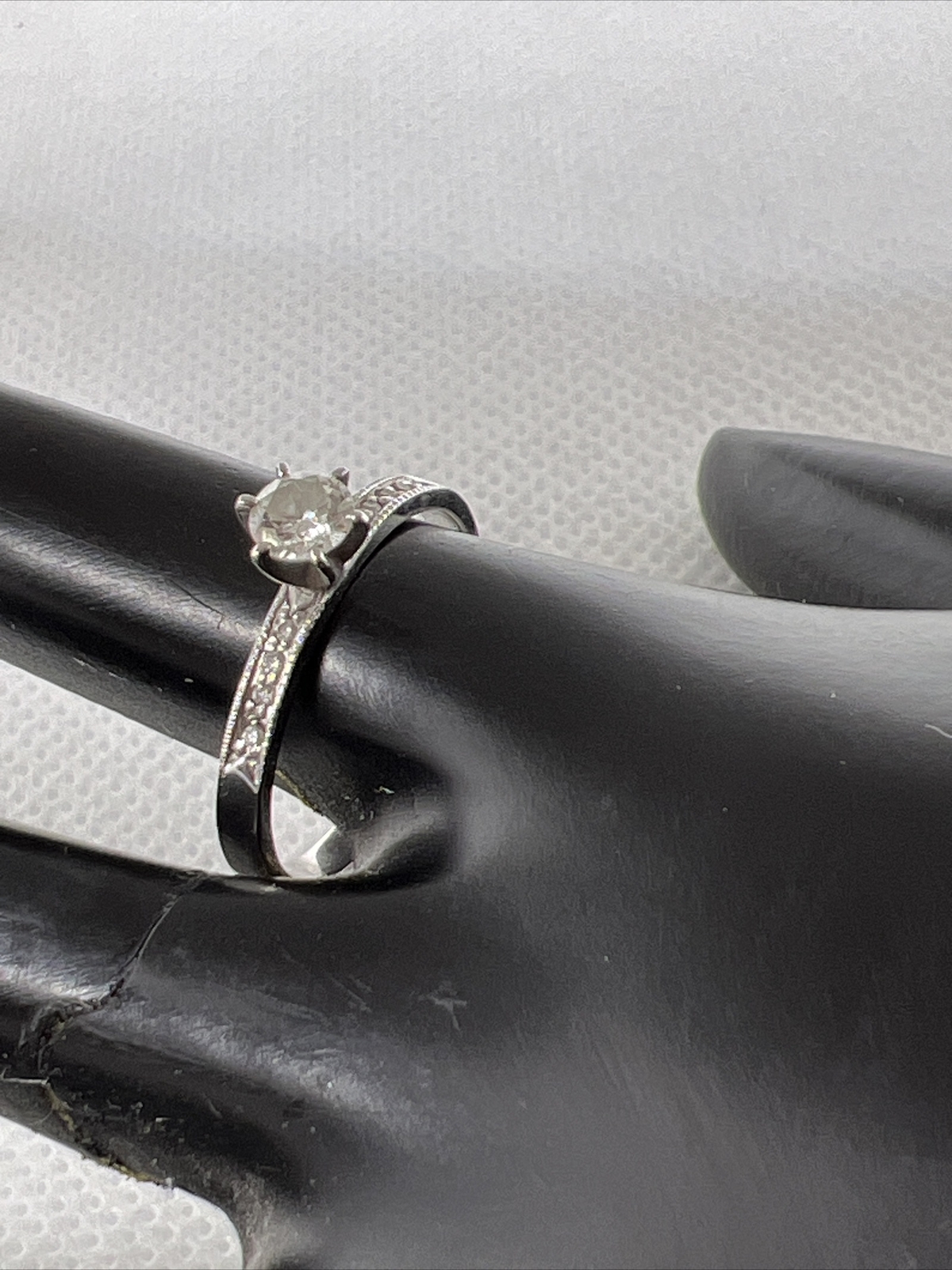 Solid 14K White Gold Solitaire Diamond Engagement… - image 7